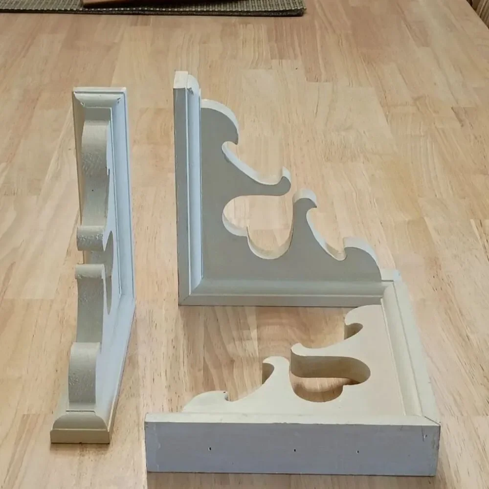 White Painted Wood Corbels Set of Three Wall hanging Corbels